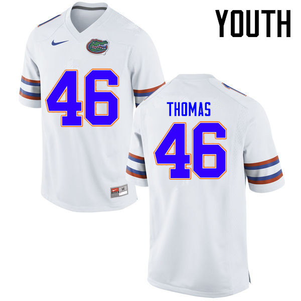 Youth Florida Gators #46 Will Thomas College Football Jerseys Sale-White - Click Image to Close